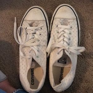 Crocheted white converse